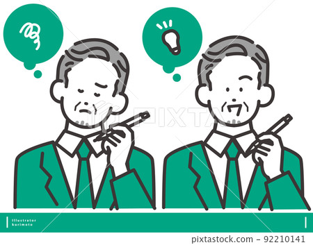 Men in trouble and men inspiring Vector illustration material Before and after facial expression set Men in trouble and men inspiring Vector illustration material Before and after facial expression set 92210141
