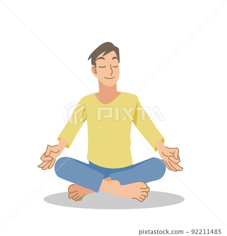 Japanese man meditating Japanese man meditating 92211485
