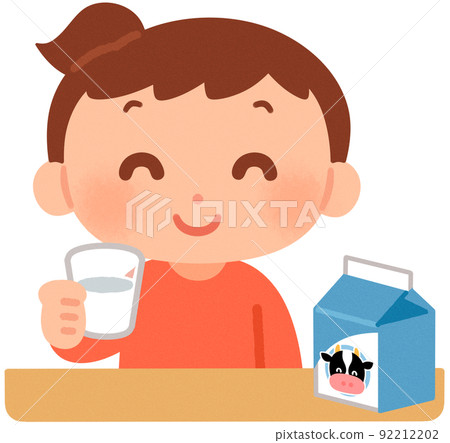 Girl drinking milk - Stock Illustration [92212202] - PIXTA