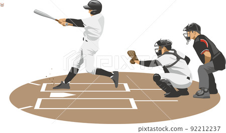 擊球(棒球運動員)的圖像插圖 擊球(棒球運動員)的圖像插圖 92212237