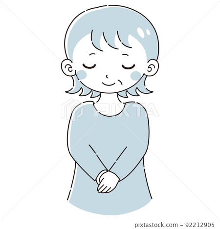 一位高級女性鞠躬的插圖（黑白） 92212905