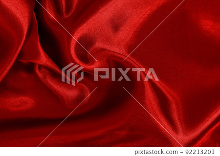 Red fabric cloth texture for background and design art work, beautiful crumpled pattern of silk or linen. 92213201