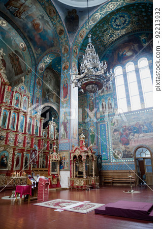 interior in a large beautiful Orthodox church 92213932