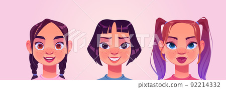 Girl avatars, female teenagers characters faces Girl avatars, female teenagers characters faces 92214332
