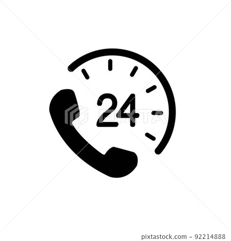 24 7 Service open 24 h hours a day and 7 days a week icon. Shop support logo symbol sign button. Vector illustrator image. Isolated on white background. 92214888
