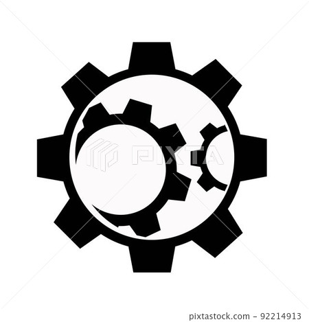 Three interacting systems. Transmission wheels rotation sign. The process of a complex technological operation. Simple vector icon illustration isolated on white background. 92214913