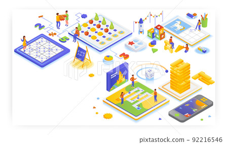 Math education, entertainment games for kids, vector illustration. Fun math worksheets, puzzles, riddles, board games. Math education, entertainment games for kids, vector illustration. Fun math worksheets, puzzles, riddles, board games. 92216546