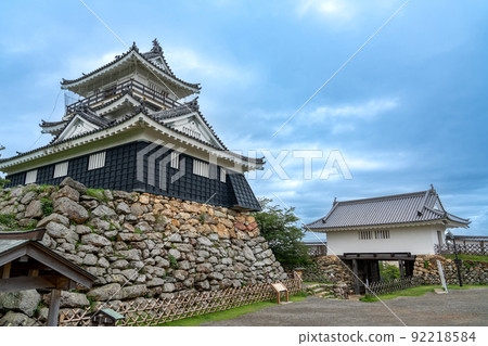 Hamamatsu City, Shizuoka Prefecture, the castle tower of Hamamatsu Castle, the stone wall of the field area, and the castle tower gate 92218584