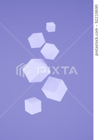 3d render of floating purple geometric shapes, monochrome image, trendy color of the year 92218690