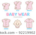 Baby clothes, vector illustration set for newborn clothes 92219902