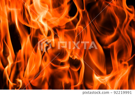 Flames of fire on a black background. The mystery of fire. 92219991