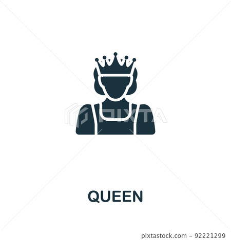 Queen icon. Monochrome simple line Game Element... - Stock Illustration ...