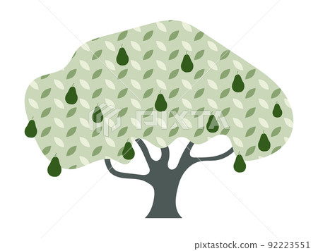 Abstract avocado tree with fruits. Harvesting exotic fruits. Flat vector isolated on white background 92223551