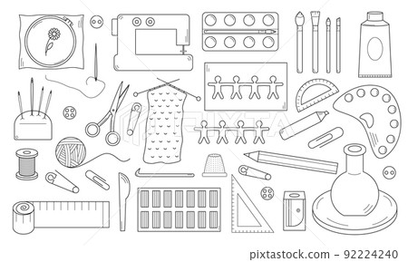 Hand drawn images of crafts and hobbies. Creative activities for development Hand drawn images of crafts and hobbies. Creative activities for development 92224240