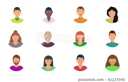 A set of avatars of people. Images of different men and women. 92224348
