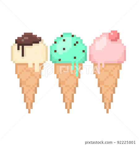 3 種冰淇淋的像素圖 92225801