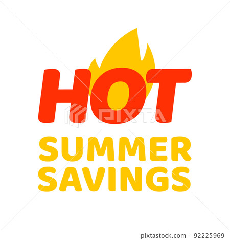 Tag HOT SUMMER SAVINGS, vector illustration 92225969
