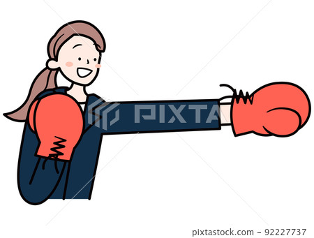 Illustration material of Asian business woman doing boxing 92227737