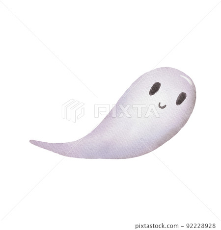 Simple cute ghost, watercolor illustration isolated on white. Ghost smiling drawing for halloween. 92228928