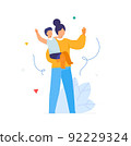 woman holding a child in her arms, protection 92229324
