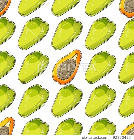 Seamless pattern with tropical fruits. Illustration in hand draw style Seamless pattern with tropical fruits. Illustration in hand draw style 92230453