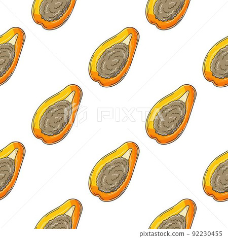 Seamless pattern with tropical fruits. Illustration in hand draw style Seamless pattern with tropical fruits. Illustration in hand draw style 92230455