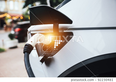 Close up power supply for electric car charging. Close up power supply for electric car charging. 92230481