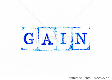 Blue color ink rubber stamp in word gain on white paper background Blue color ink rubber stamp in word gain on white paper background 92230736