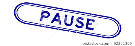 Grunge blue pause word rubber seal stamp on white background 92231399