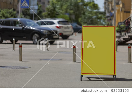 Yellow blank floor advertising banner or billboard 92233103