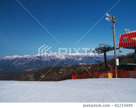 View of Mt. Dainichi from Quad lift mountaintop station at Washigatake Ski Resort 92233695