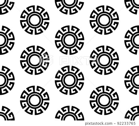 Circle greek seamless pattern with round meander borders. Circle greek seamless pattern with round meander borders. 92233765