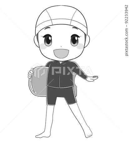 Elementary school girl in a school swimsuit Elementary school girl in a school swimsuit 92233942