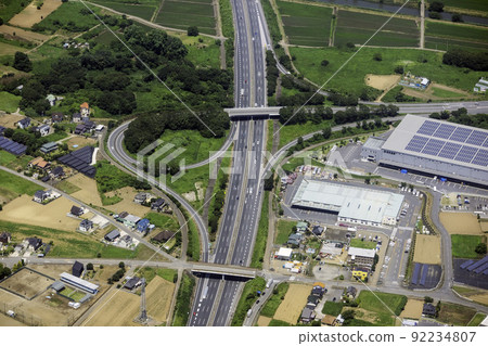 Aerial view of the Yatabe interchange on the Joban Expressway 92234807