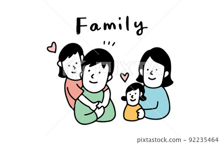 Illustration of a family of four good friends 92235464