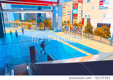 假期在秋葉原享受購物的人和風景的插圖 假期在秋葉原享受購物的人和風景的插圖 92235561