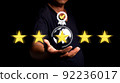 Businessmen are the symbol of the world's leading service, 5-star quality assurance, quality assurance, ISO standards, the concept of global standardization, satisfaction of customer service. 92236017