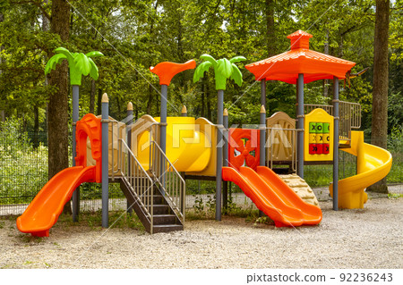 Colorful children playground activities in public park 92236243