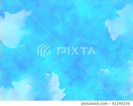 Watercolor blue and realistic clouds Watercolor blue and realistic clouds 92240256