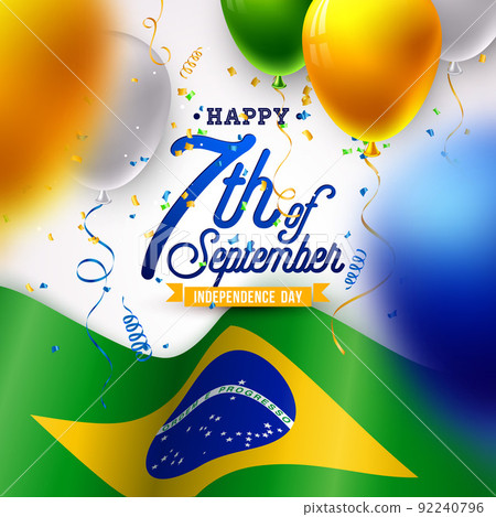 Brazil Independence Day Illustration with Flag and Party Balloon on Light Background. 7 September National Celebration Vector Design for Banner, Greeting Card, Invitation or Holiday Poster. 92240796