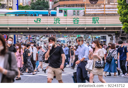 Tokyo cityscape of Japan Over 150,000, the highest number ever in Japan. BA.5 Super-rapid infection explosion ... Shibuya remains a threatening crowd = July 20 92243712