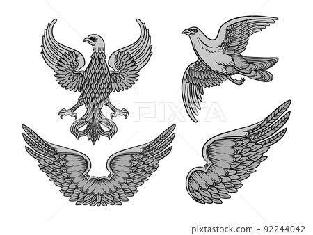 Eagle, falcon, bird, wing, double wings. Traditional character styles for coats of arms and shieldseagleset1zz Eagle, falcon, bird, wing, double wings. Traditional character styles for coats of arms and shieldseagleset1zz 92244042