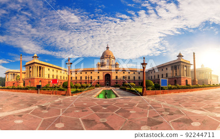 The Presidential palace or the Rashtrapati Bhavan at sunset, New Delhi, India 92244711