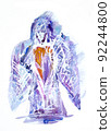 Watercolor angel in an abstract manner on a white 92244800