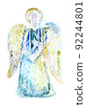 Watercolor angel in an abstract manner on a white 92244801