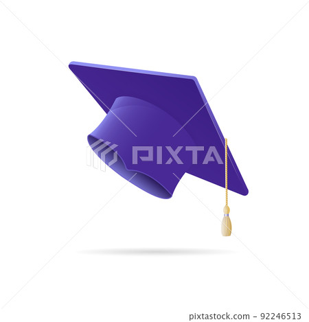 Realistic Detailed 3d Purple Student Hat. Vector Realistic Detailed 3d Purple Student Hat. Vector 92246513