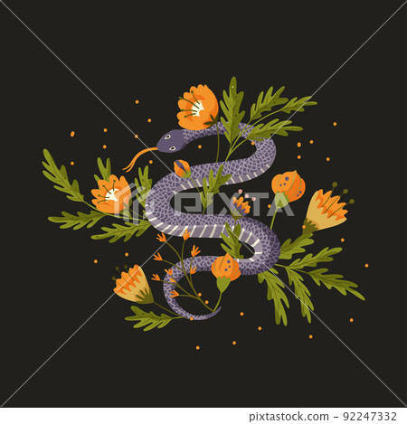 Snake and flower magic print. Snake and flower magic print. 92247332