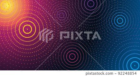 Abstract modern banner with rings, ripples on gradient yellow, pink blue background Abstract modern banner with rings, ripples on gradient yellow, pink blue background 92248854