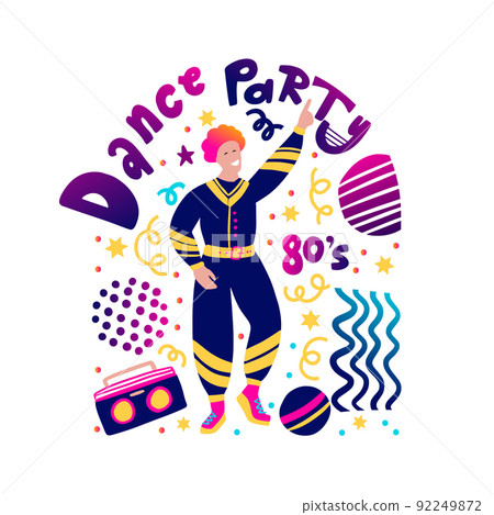 80's retro party vector poster 92249872