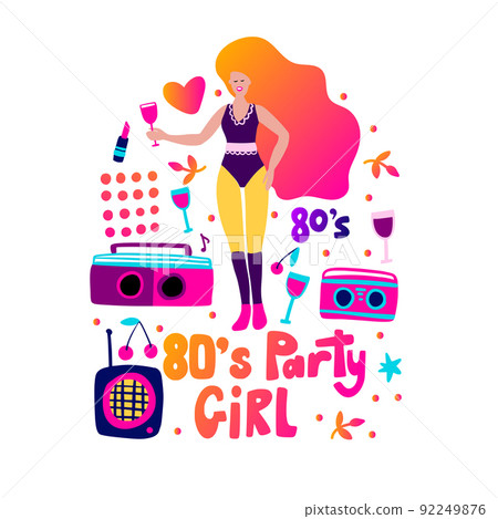 80's retro party vector poster 92249876
